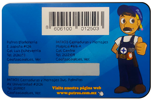 Tarjeta con código de barras